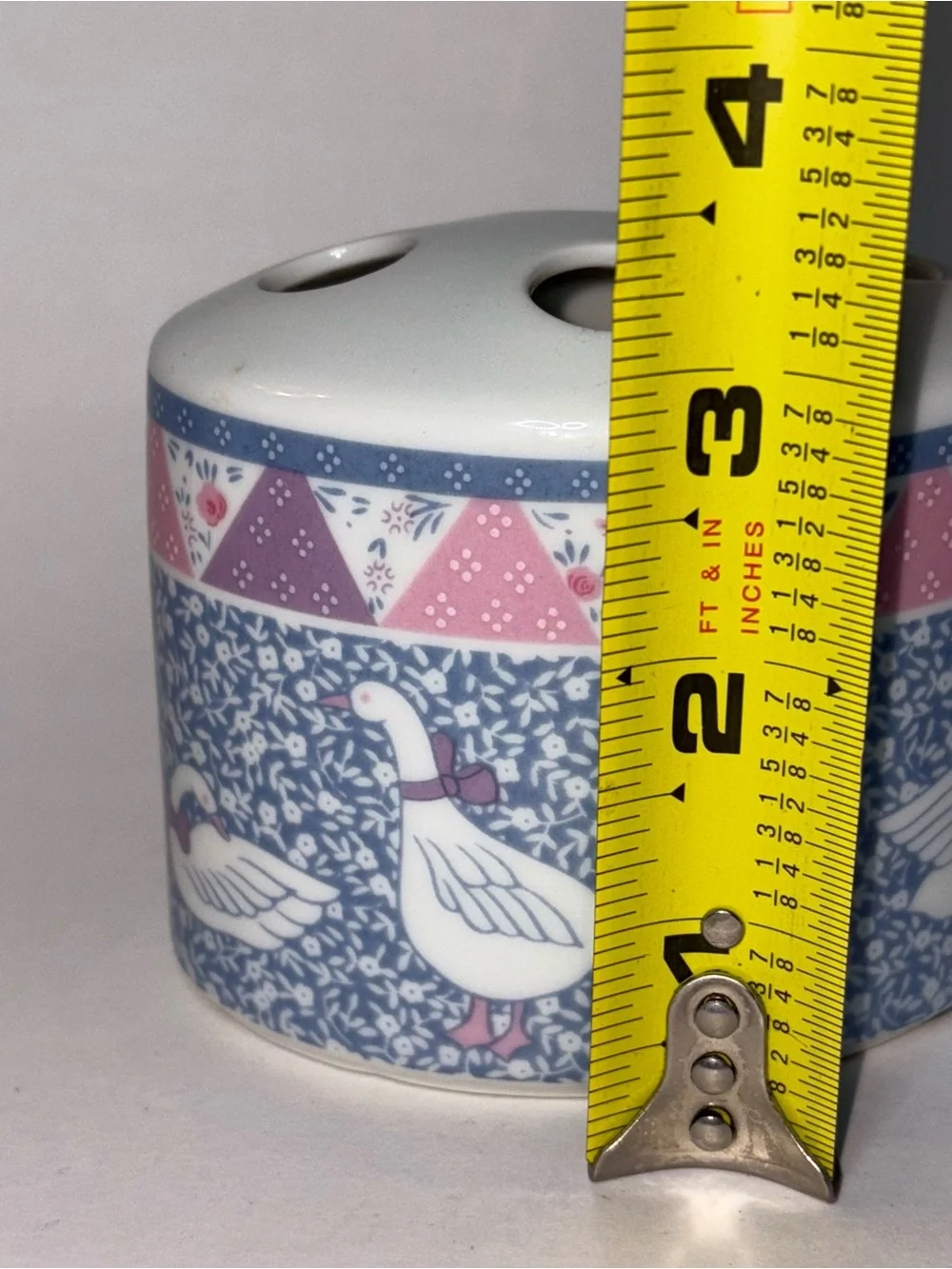 1980’s Country Goose Toothbrush Holder Ceramic Japan Holds 4 Vintage